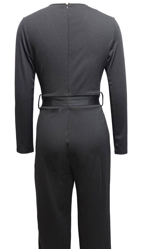 Ladies' Fashionable Slim Fit Sexy V-neck Long Sleeved Slimming Jumpsuit CJ
