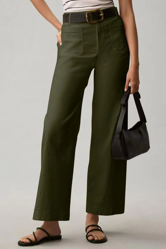 Plus-size High-waisted Slimming Solid-color Suit Pants 