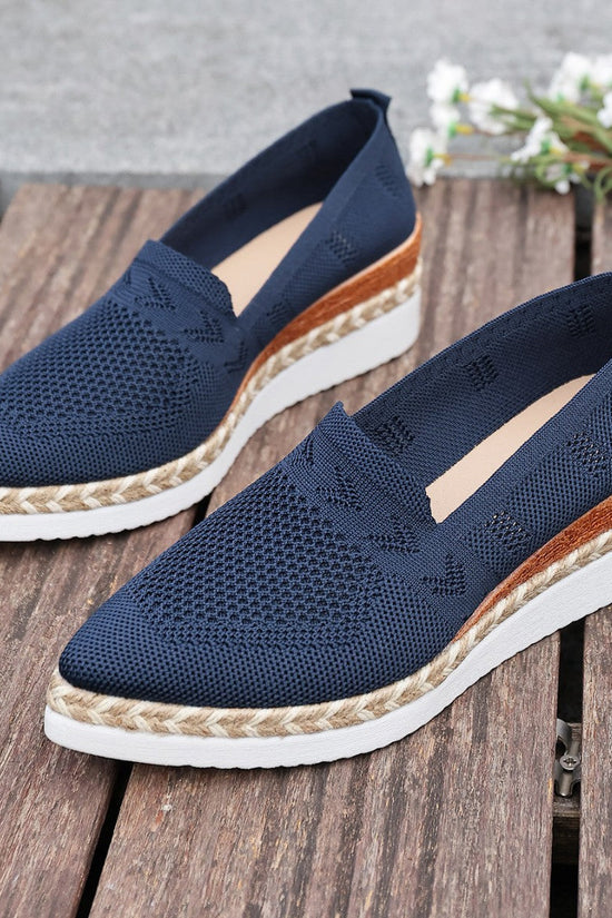 Woven Hemp Rope Platform Shallow Breathable Snakeskin Pointed Toe Women's Flats 