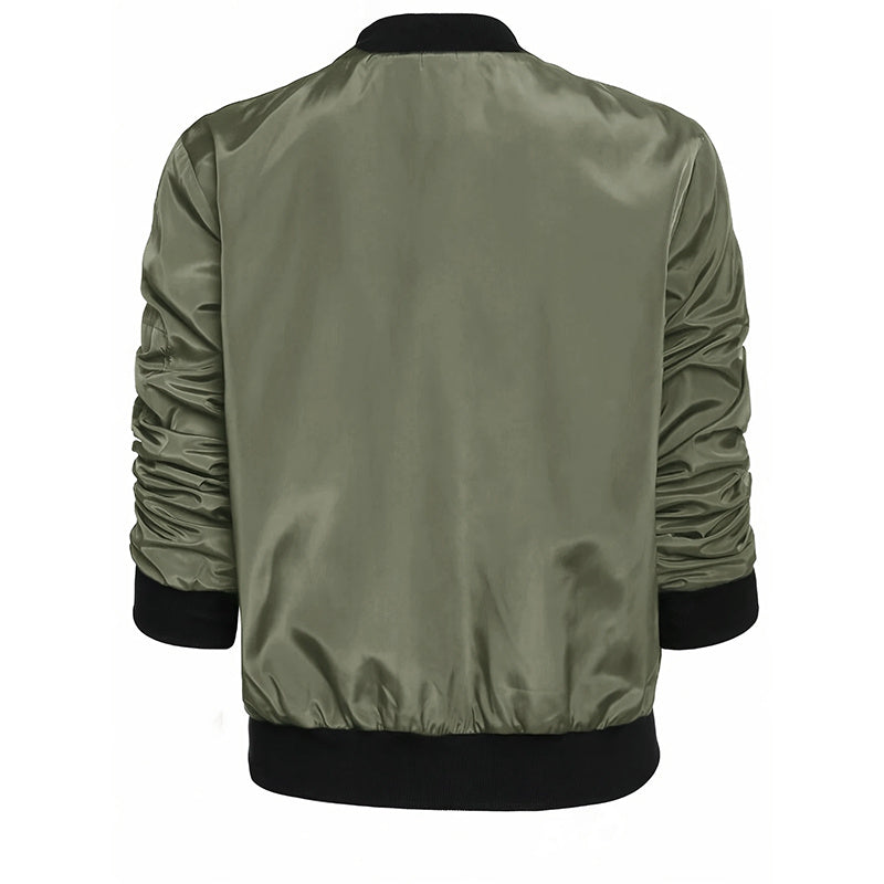 Minimalist Color-Block Stand-Collar Zip Jacket CJ