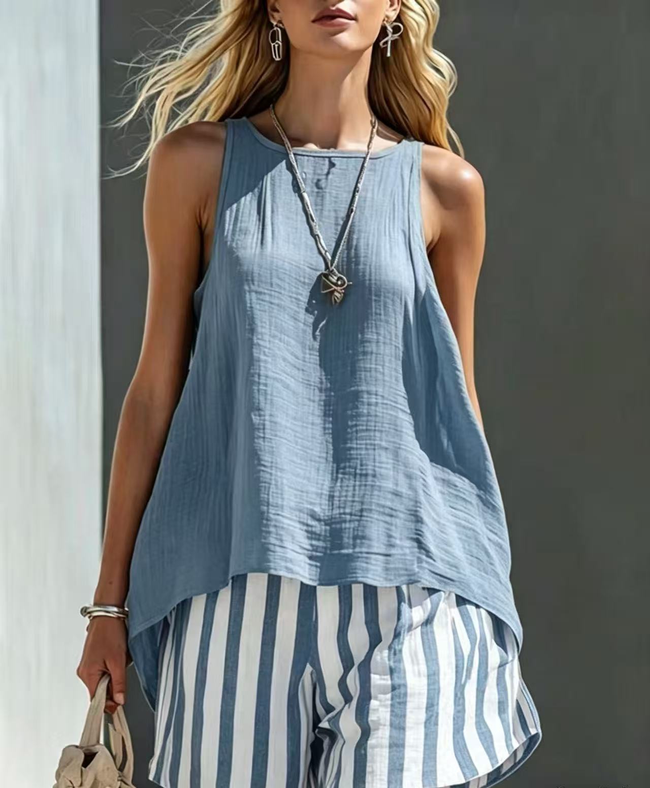 Solid Color V-Neck Long-Sleeve Shirt Womens Loose-Fitting Button-Up Top 