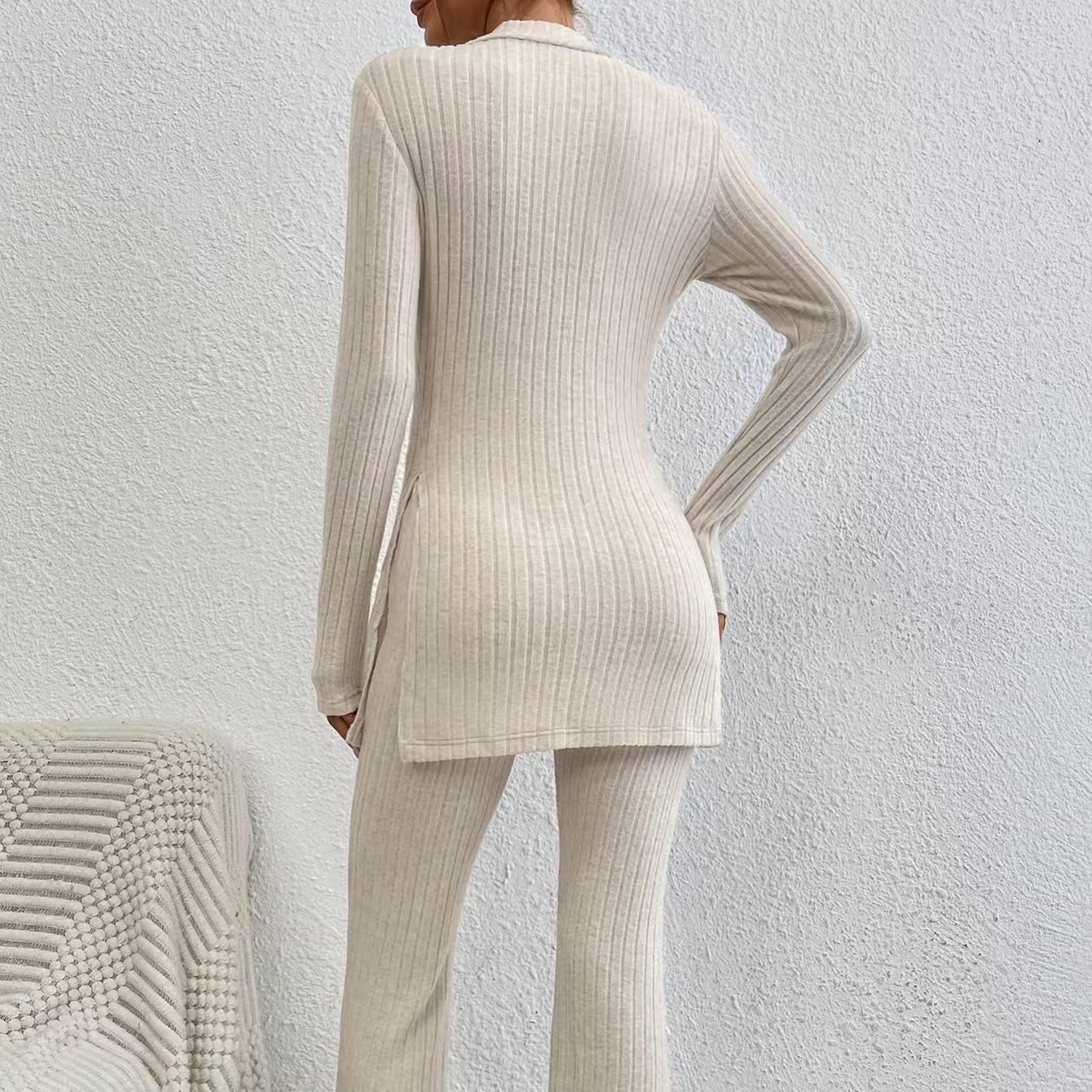 Women’s Ribbed V‑Neck Top & Pants Set CJ US
