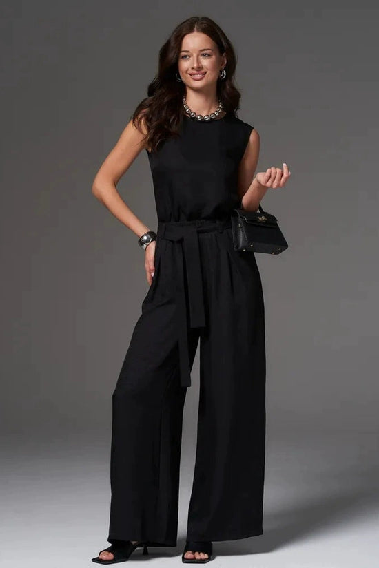 Women's Loose Casual Sleeveless Wide-Leg Pants Set 