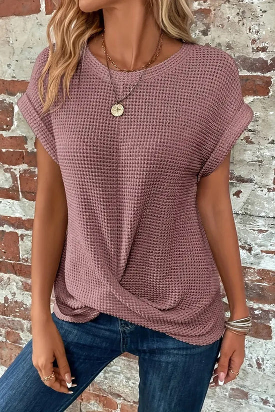 Women’s Textured Cuff Short‑Sleeve Tee 