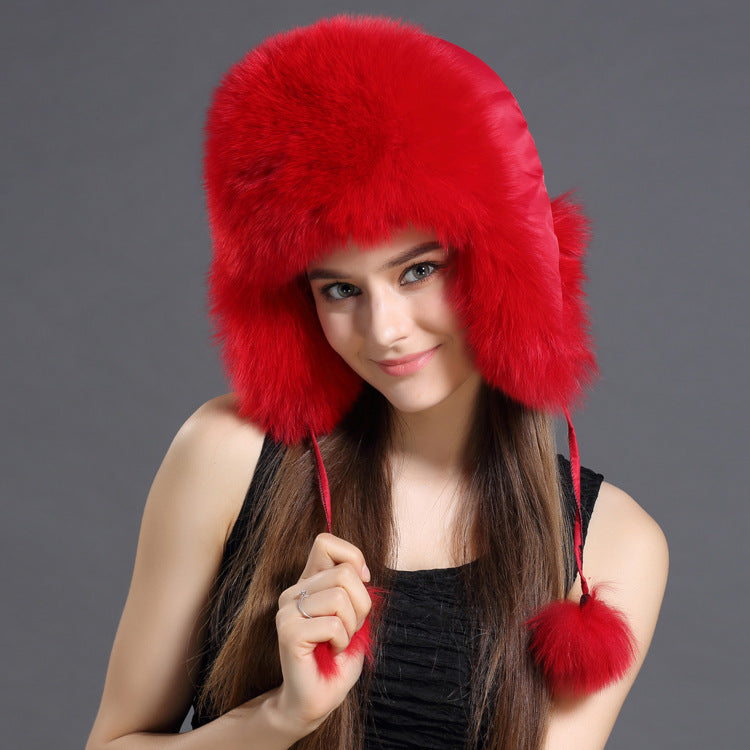 Autumn And Winter Korean Fox Fur Lei Feng Hat Trend 