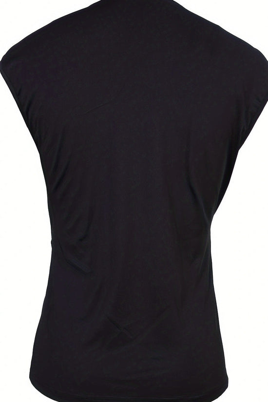 Women's Sleeveless Collar With Unique Design T-shirt Top CJ US