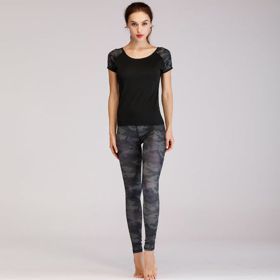 Printed navel short-sleeved quick-drying dance dress FitiqueFit