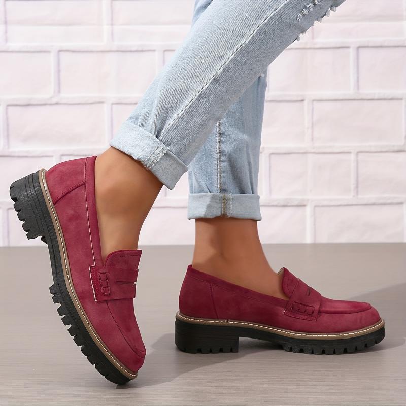 Women's Solid Color Fashionable Thick-soled Loafers 