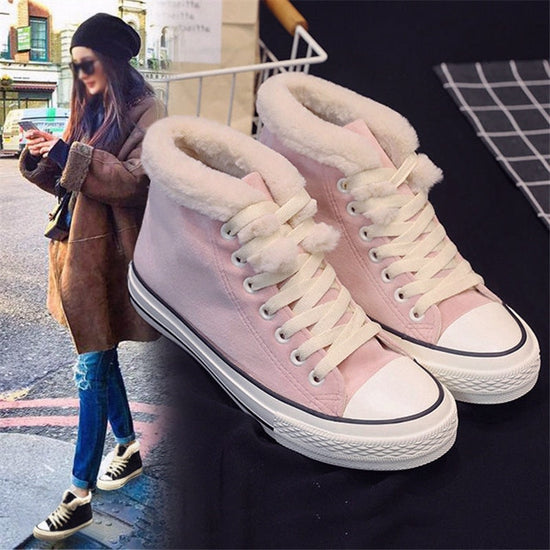 Canvas Shoes Women's Plush Cotton-padded Warm-keeping Cotton Shoes CJ