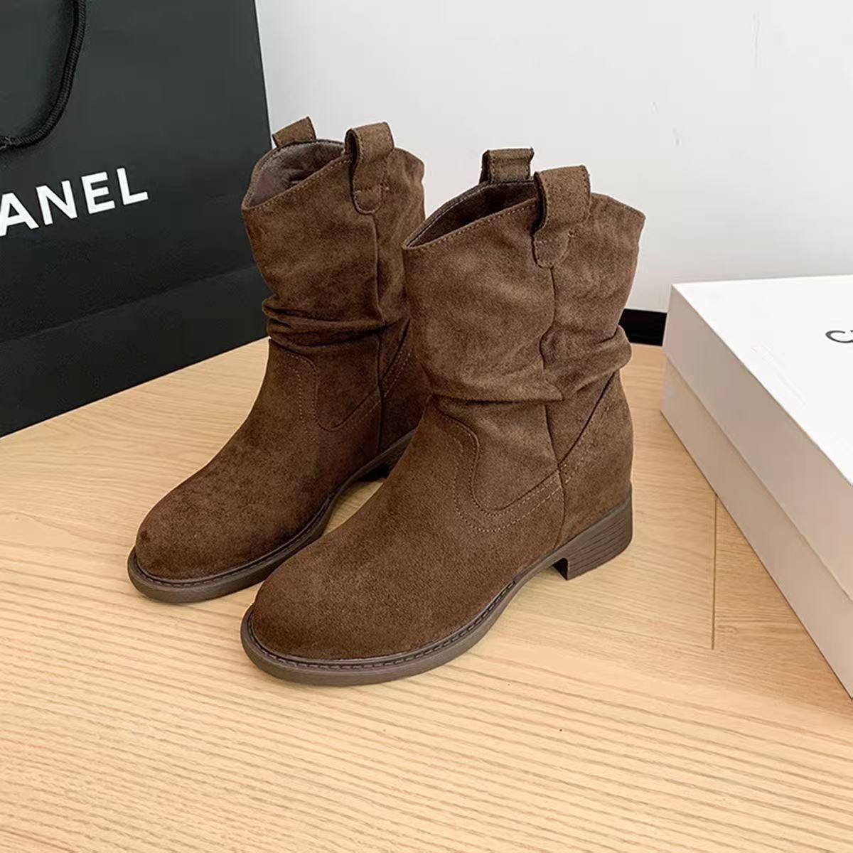 Women's Solid Color Versatile Chunky Heel Ankle Boots 