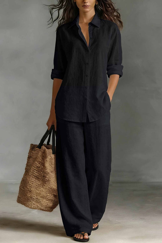 Bohemian Resort Cotton-Linen Top And Pants Set 