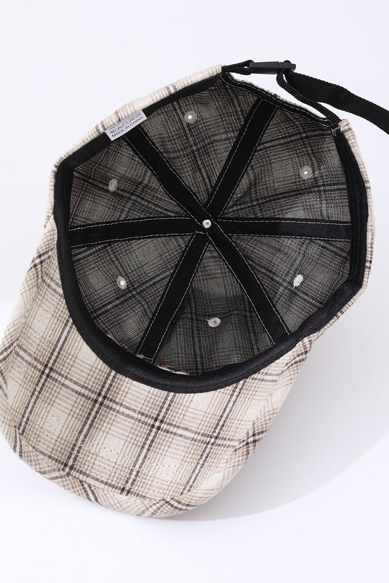 Striped Checkered Embroidered Letter Simple And Fashionable Baseball Cap Suitable For Daily Outdoor Outings And Travels 