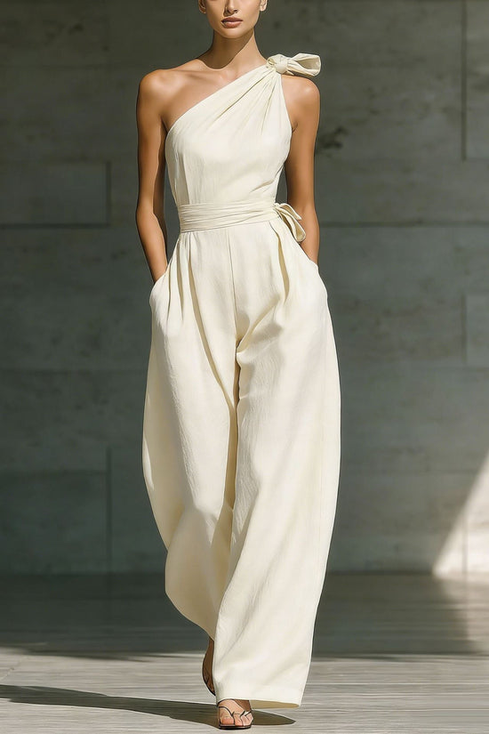 Sleeveless shoulder cinched jumpsuit 