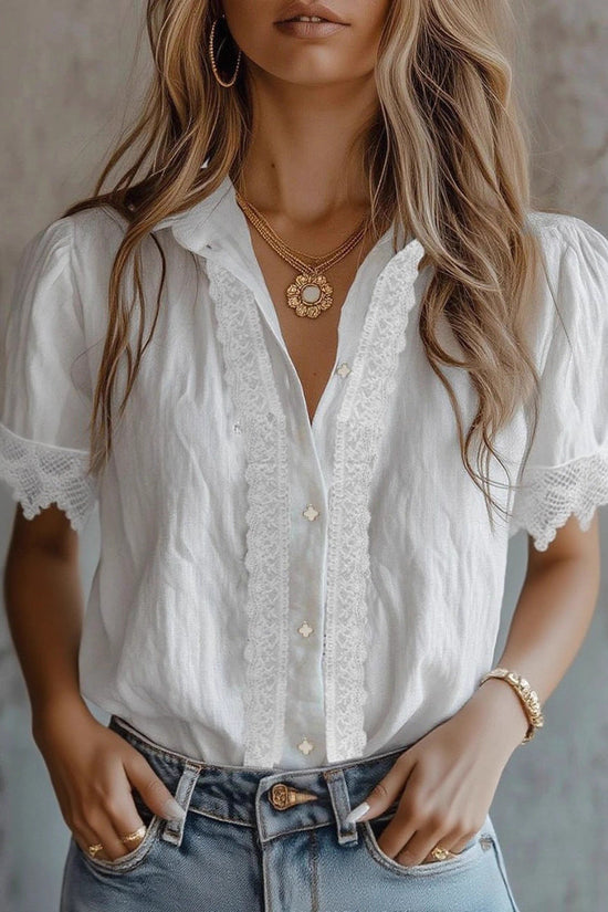 Spliced Lightweight Short-sleeve Chic Top 