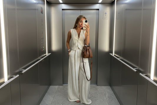 Simple And Elegant Vest Top High-Waist Wide-Leg Pants Casual Suit 