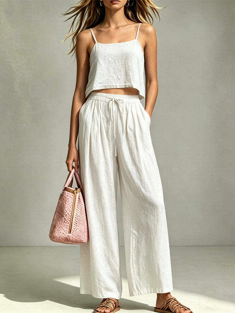 Women's Fashion Casual Camisole And Wide-Leg Pants Set 