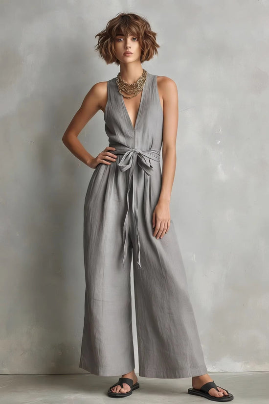 Elegant Commuter V-Neck Jumpsuit For Women 