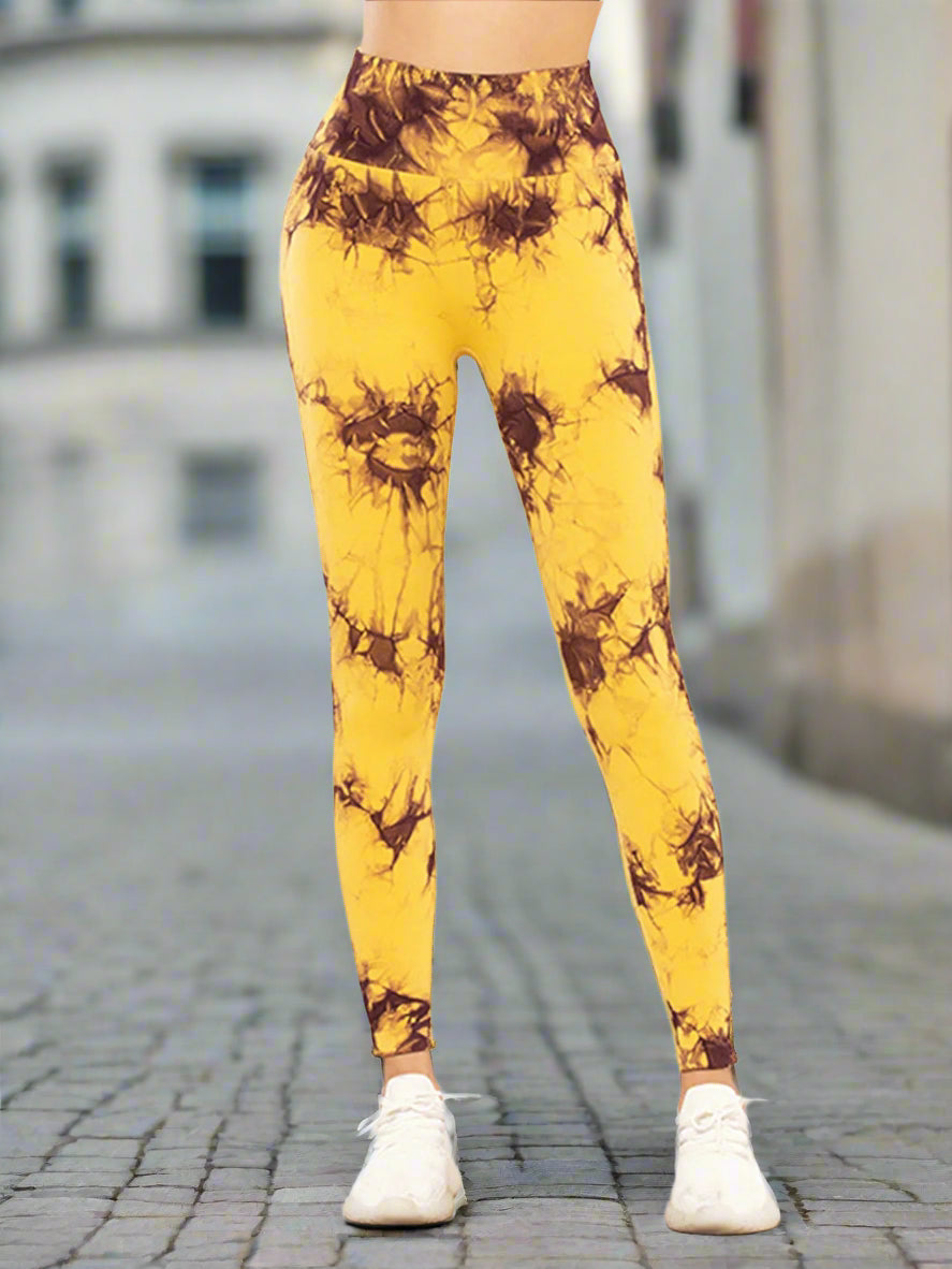 5PCS Tie-dye Cut-out Leggings Fitness Yoga Pants For The Gym CJ US