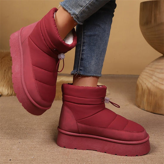 Women’s Fleece-Lined Short Boots – Warm Cotton Lined Winter Ankle Boots - FitiqueFit