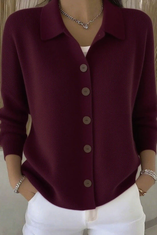 Button-knitted Lapel Sweater Cardigan Coat For Women 