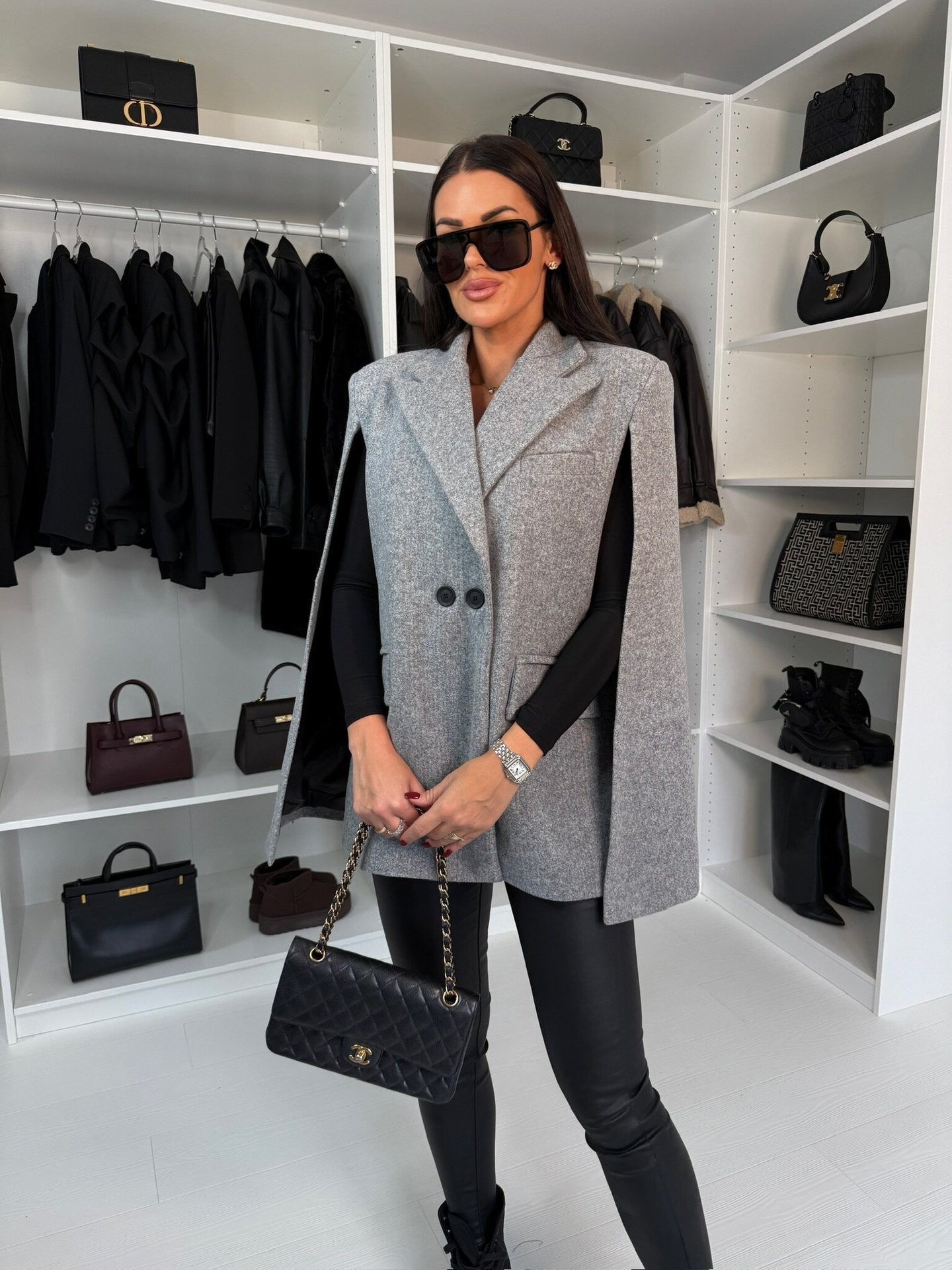 Fashion Solid Color Loose Shawl Coat 