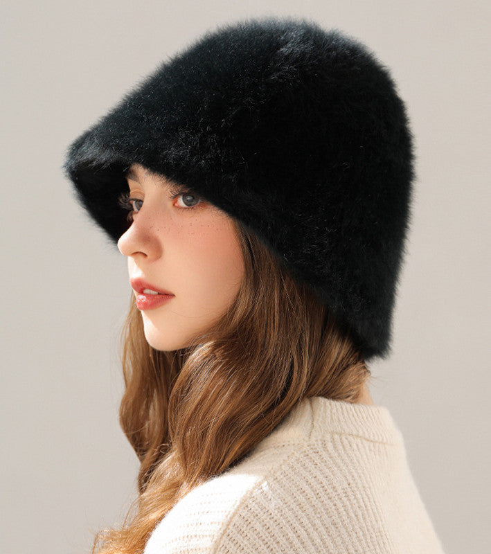 Big Head Circumference Real Rabbit Plush Hat 