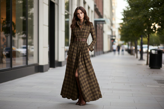 Elegant Commuter Printed Lapel Slim-Fit Dress 