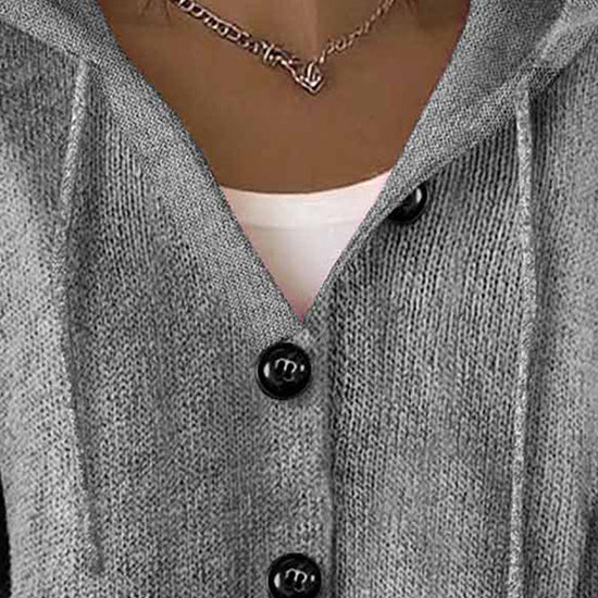 Women's Button Down Hoodie Cardigan, Long Sleeve Open Front Sweater Coat For Fall Winter 
