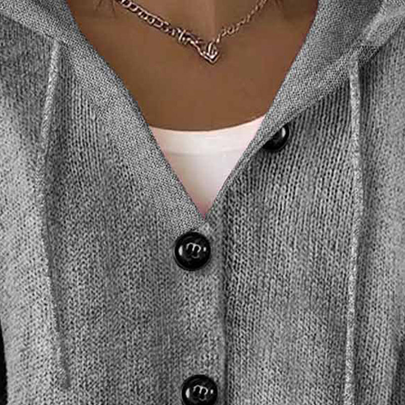 Women's Button Down Hoodie Cardigan, Long Sleeve Open Front Sweater Coat For Fall Winter 
