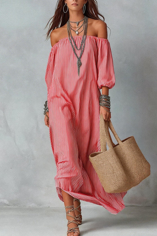 New SpringSummer Elegant Striped Loose-Fit Chic Holiday Dress For Women 