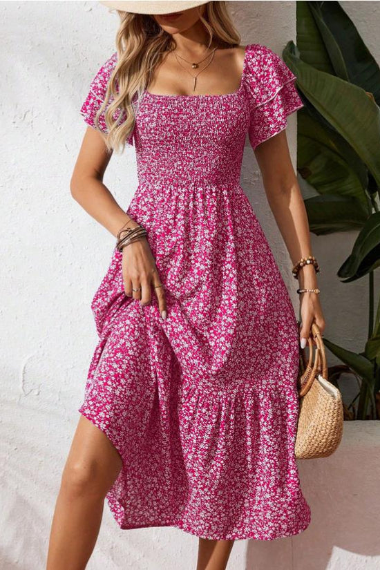Plus Size Backless Midi Dress – Elegant Pleated Summer Party Dress 