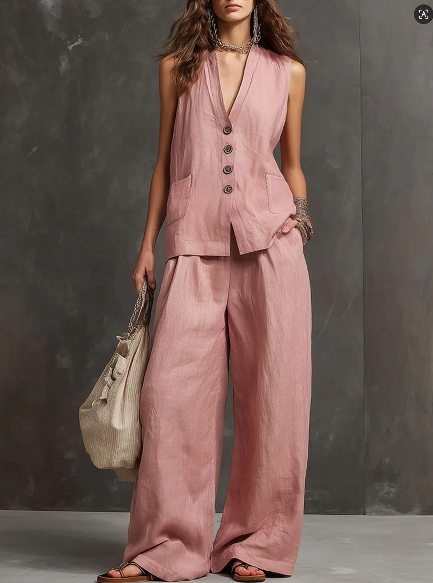 Seasonal Laid-back Linen Suit 