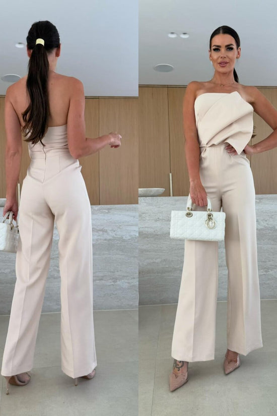 Candy-Colored Bodycon Halterneck Backless High-Waist Wide-Leg Jumpsuit 