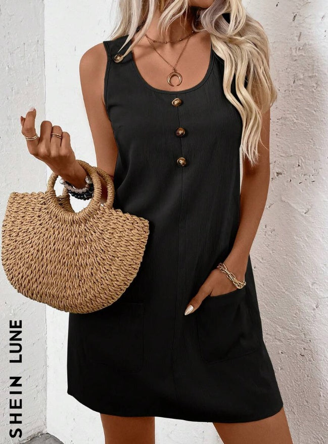 Women’s Solid‑Color Sleeveless A‑Line Dress CJ US