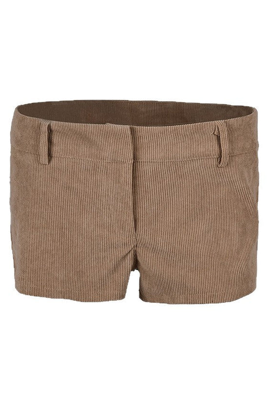 Low-rise Dress Pants Brown Corduroy Shorts 
