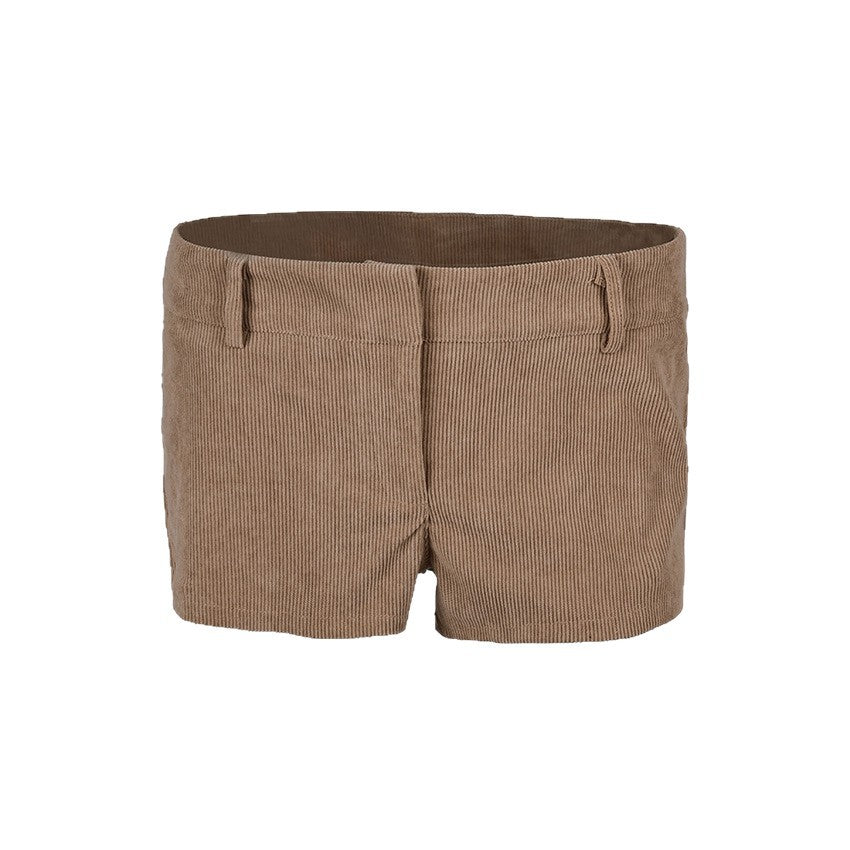 Low-rise Dress Pants Brown Corduroy Shorts 