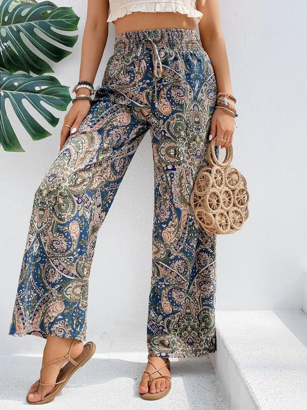 Printed Wide Leg Pants 