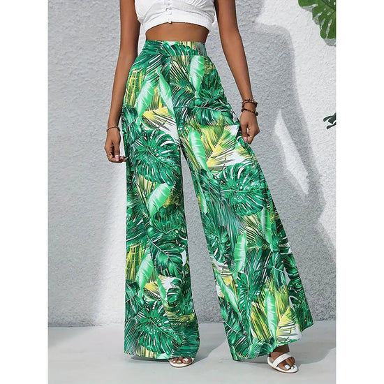 Women’s Printed High‑Waist Wide‑Leg Palazzo Pants CJ US