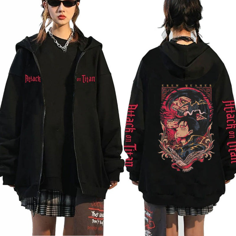 Printed Zipper Sweater Autumn And Winter Unisex Coat Hoodie 