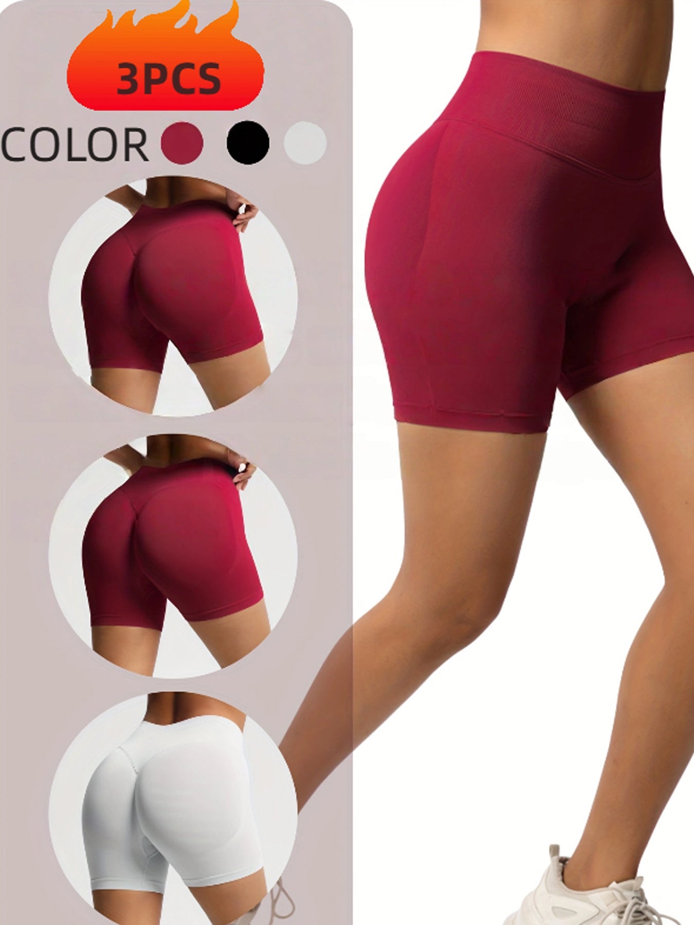 3-Pack Seamless Workout Shorts for Women CJ US