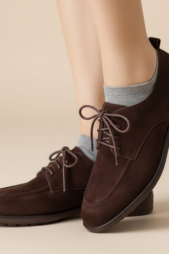 Women’s Retro Deep-Mouth Lace-Up Loafers – Vintage-Inspired Pumps CJ