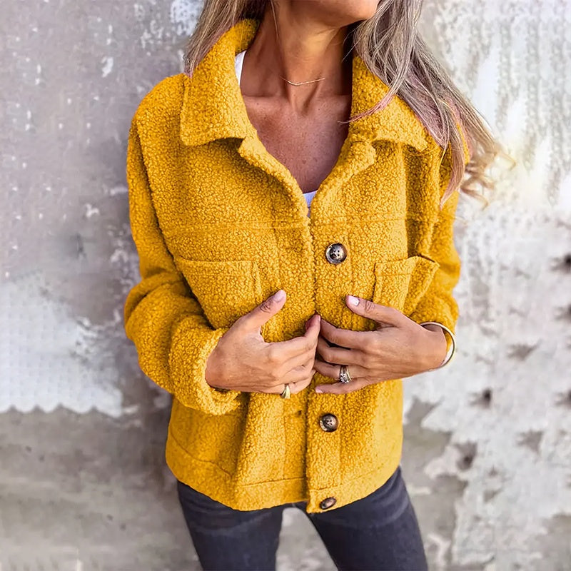 Plus Size Women’s Solid Color Sherpa Jacket CJ US