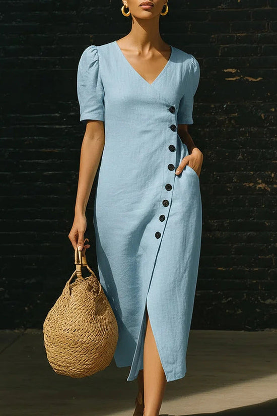 Women's Casual V-Neck Short-Sleeve Dress 
