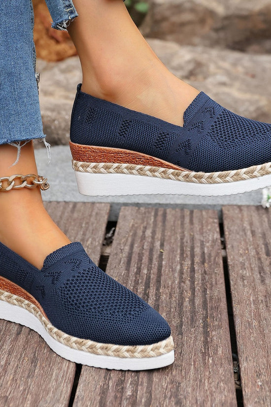 Woven Hemp Rope Platform Shallow Breathable Snakeskin Pointed Toe Women's Flats 