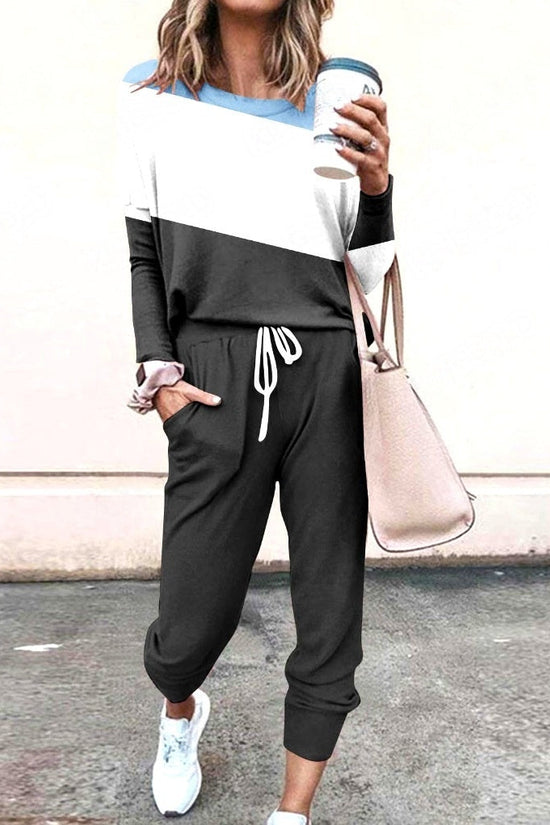Loose Solid Color Long Sleeve Casual Set 