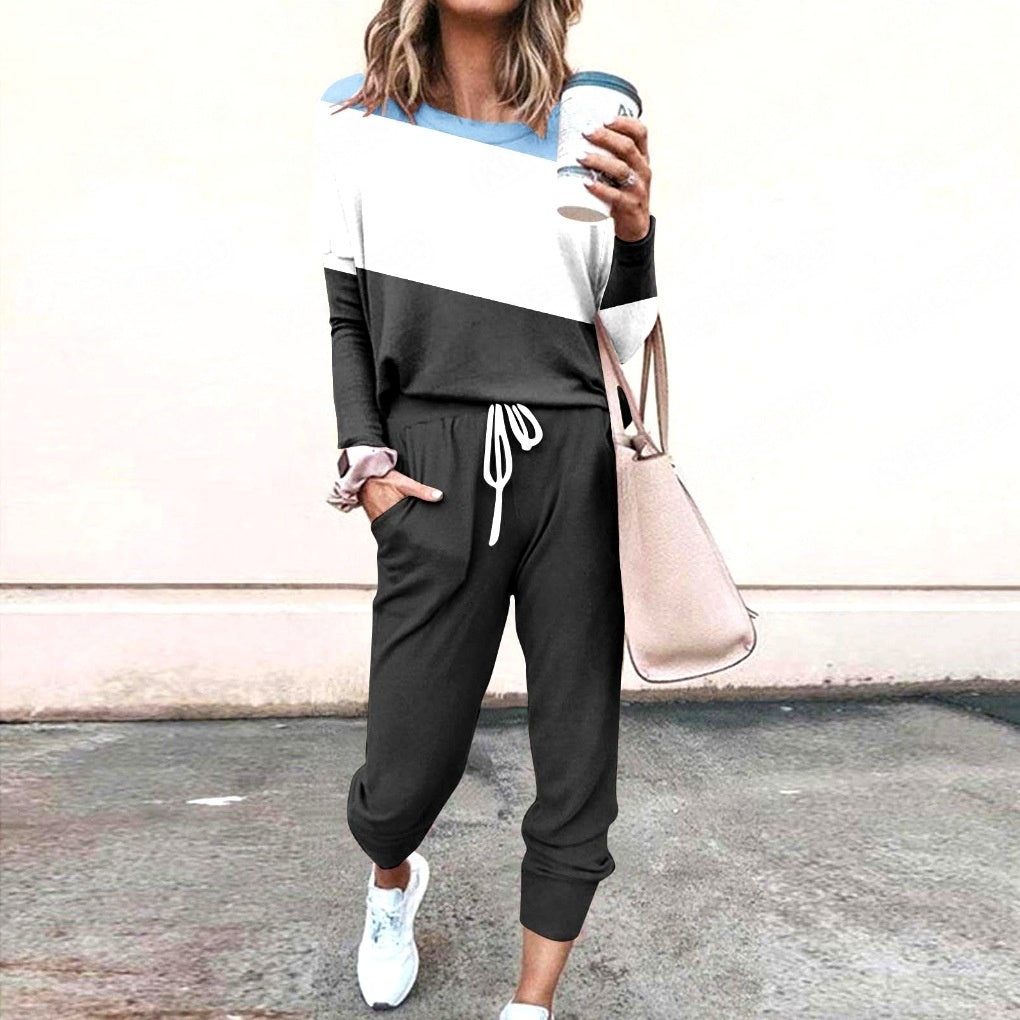 Loose Solid Color Long Sleeve Casual Set 