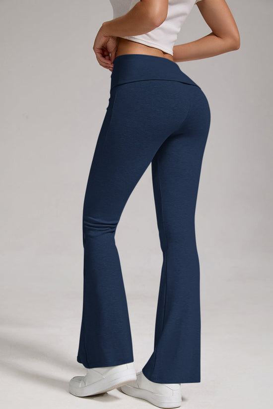 🔥 Women's Low-Waisted Folded Waist Flared Pants - Low-Rise Wide-Leg Trousers FitiqueFit