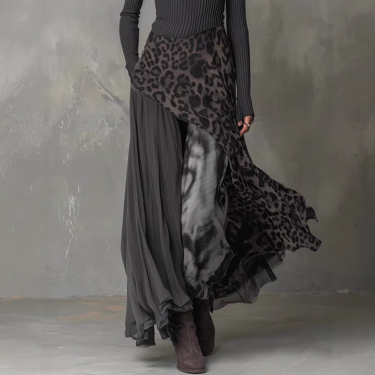 Long Sleeve Printed Maxi Dress 
