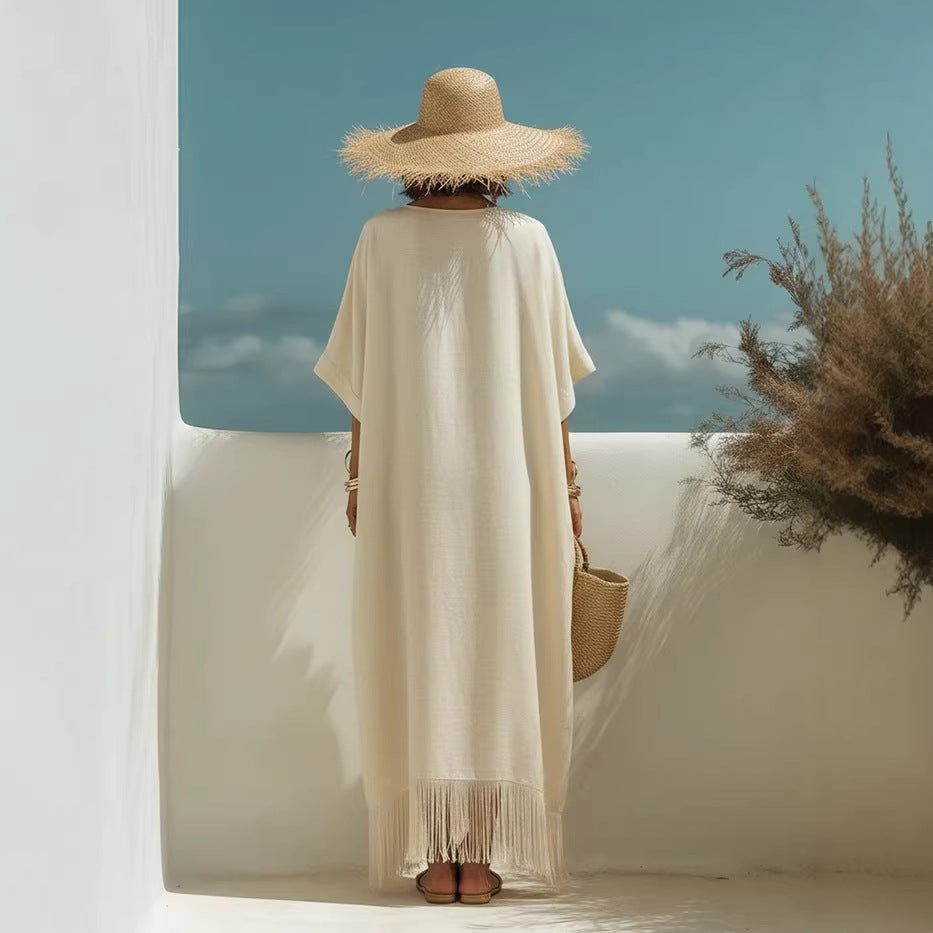 New Casual Beach Travel TK Comfortable Fringe V-neck Sexy Atmosphere Dress 