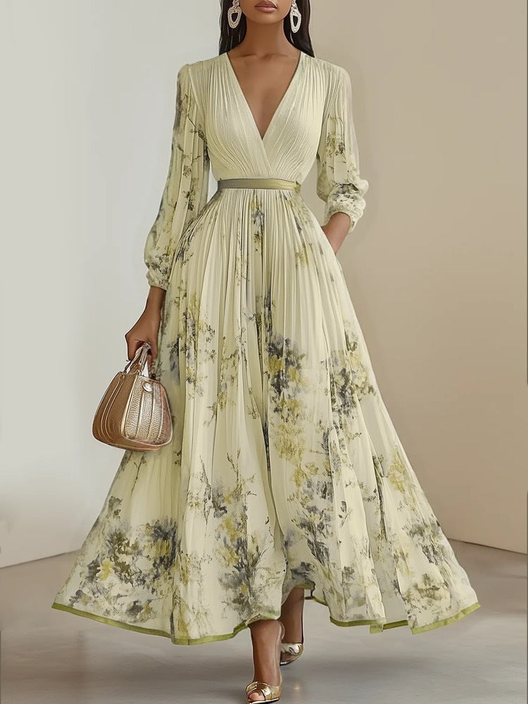 Long sleeved V-neck dress 